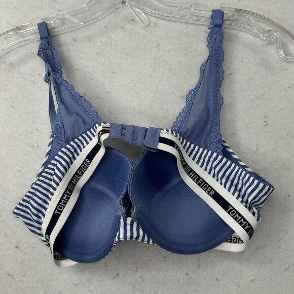 Tommy Hilfiger Convertible Lace Trim Push Up Bra Women’s Size 34C Blue Striped - Picture 9 of 10